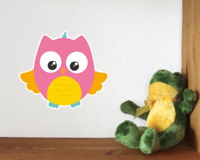 Buntes Wandtattoo  Baby Eule  pink