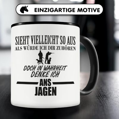 Tasse mit dem Motiv Ich denke ans Jagen - Ansicht 3