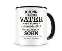 Tasse mit dem Motiv Ich bin stolzer Vater von einem Sohn Tasse Modellnummer  schwarz/schwarz