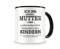 Tasse mit dem Motiv Ich bin stolze Mutter von Kindern Tasse Modellnummer  schwarz/schwarz