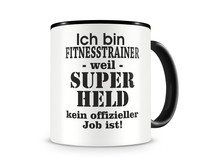 Tasse mit dem Motiv Ich bin Fitnesstrainer Tasse Modellnummer  schwarz/schwarz