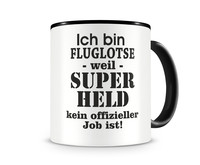 Tasse mit dem Motiv Ich bin Fluglotse Tasse Modellnummer  schwarz/schwarz