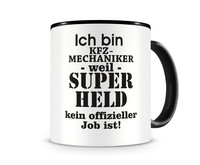 Tasse mit dem Motiv Ich bin KFZ-Mechaniker Tasse Modellnummer  schwarz/schwarz