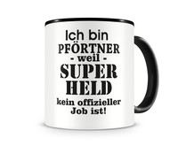 Tasse mit dem Motiv Ich bin Pf�rtner Tasse Modellnummer  schwarz/schwarz