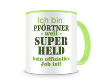 Tasse mit dem Motiv Ich bin Pf�rtner Tasse Modellnummer  gr�n/gr�n