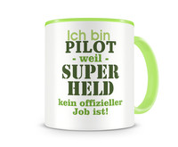 Tasse mit dem Motiv Ich bin Pilot Tasse Modellnummer  gr�n/gr�n