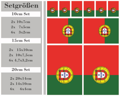 Aufkleber Set Portugal Autoaufkleber 10 Flaggen Set - Ansicht 2