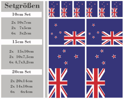 Aufkleber Set Neuseeland Autoaufkleber 10 Flaggen Set - Ansicht 2