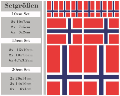 Aufkleber Set Norwegen Autoaufkleber 10 Flaggen Set - Ansicht 2