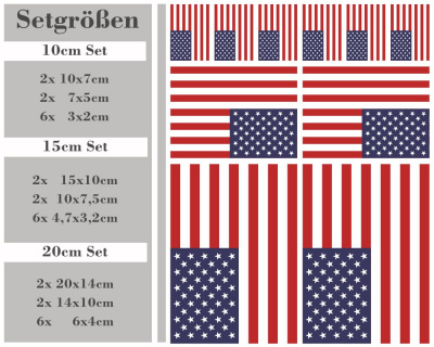 Aufkleber Set USA Autoaufkleber 10 Flaggen Set - Ansicht 2