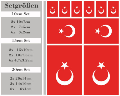 Aufkleber Set Trkei Autoaufkleber 10 Flaggen Set - Ansicht 2