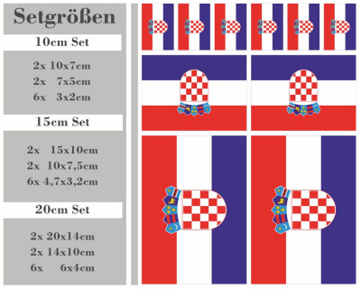 Aufkleber Set Kroatien Autoaufkleber 10 Flaggen Set - Ansicht 2