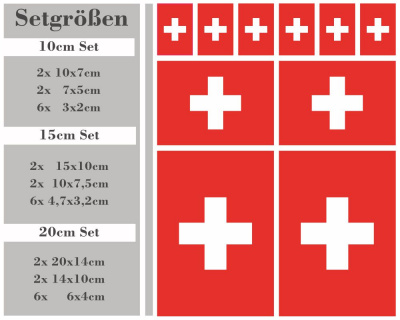 Aufkleber Set Schweiz Autoaufkleber 10 Flaggen Set - Ansicht 2