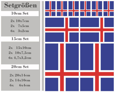 Aufkleber Set Island Autoaufkleber 10 Flaggen Set - Ansicht 2