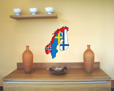 Skandinavien Wandtattoo Norwegen-Schweden-Finnland