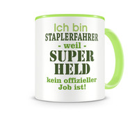 Tasse mit dem Motiv Ich bin Staplerfahrer Tasse Modellnummer  gr�n/gr�n