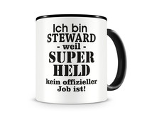Tasse mit dem Motiv Ich bin Steward Tasse Modellnummer  schwarz/schwarz
