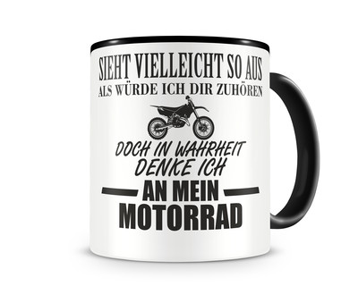 Tasse mit dem Motiv Ich denke an mein Motorrad Motocross