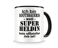 Tasse mit dem Motiv Ich bin Bootsbauerin Tasse Modellnummer  schwarz/schwarz