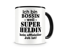 Tasse mit dem Motiv Ich bin Bossin Tasse Modellnummer  schwarz/schwarz