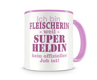 Tasse mit dem Motiv Ich bin Fleischerin Tasse Modellnummer  rosa/rosa