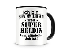 Tasse mit dem Motiv Ich bin Schwimmlehrerin Tasse Modellnummer  schwarz/schwarz