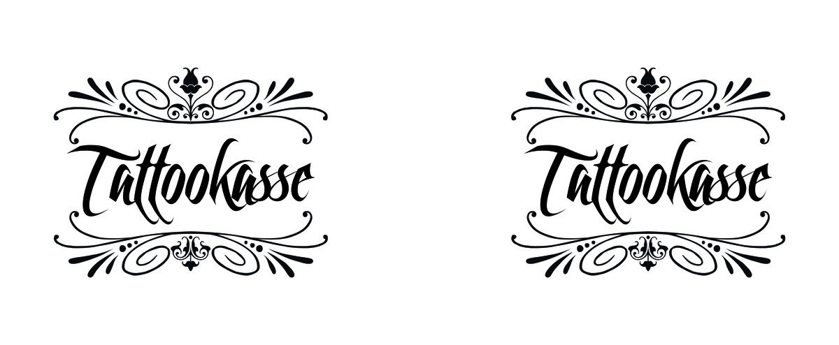 Spardose mit dem Motiv Tattookasse mit Schnörkel Tattoo Kasse für