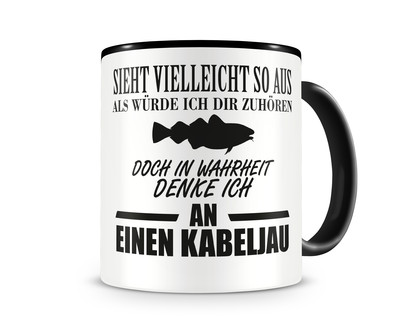 Tasse mit dem Motiv Ich denke an einen Kabeljau