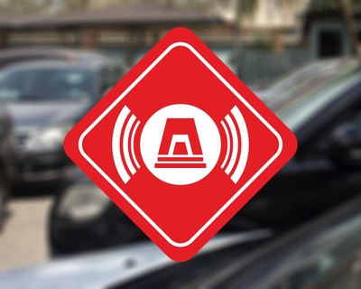 Alarmgesichert Viereck Rot Aufkleber