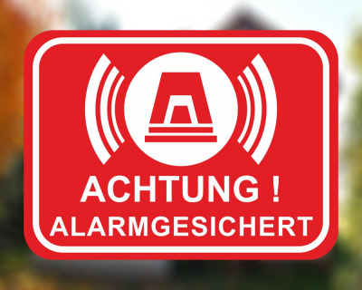 Achtung Alarmgesichert Rot Aufkleber