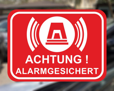 Achtung Alarmgesichert Rot Aufkleber - Ansicht 3
