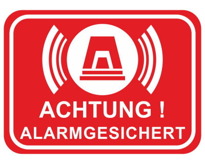 Achtung Alarmgesichert Rot Aufkleber - Ansicht 1