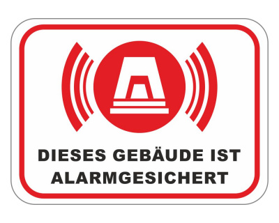 Gebude Alarmgesichert Wei Aufkleber - Ansicht 1