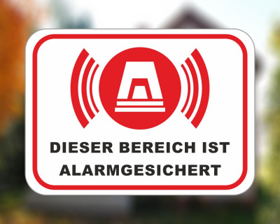 Bereich Alarmgesichert Wei Aufkleber