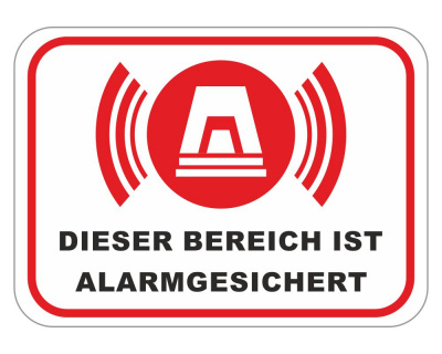 Bereich Alarmgesichert Wei Aufkleber - Ansicht 1
