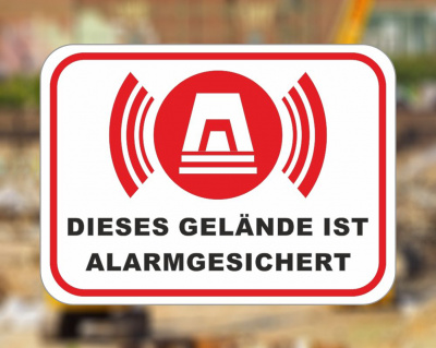 Gelnde Alarmgesichert Wei Aufkleber
