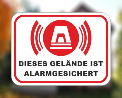 Gelnde Alarmgesichert Wei Aufkleber - Ansicht 3