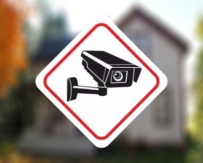 Videoberwacht Viereck Wei Aufkleber