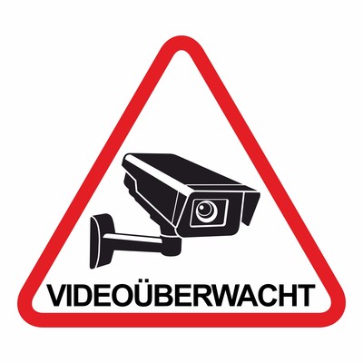 Videoberwacht Dreieck Wei Aufkleber - Ansicht 1