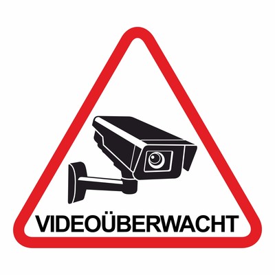 Videoberwacht Dreieck Wei Aufkleber