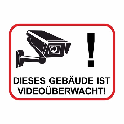 Gebude Videoberwacht Wei Aufkleber - Ansicht 1