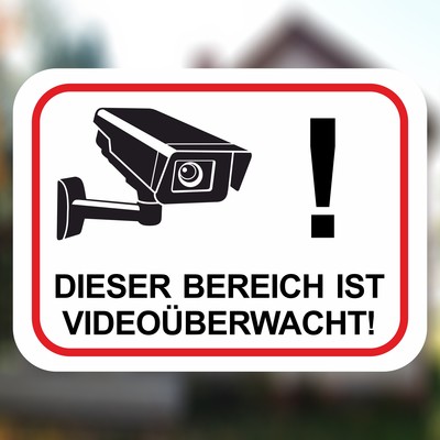 Bereich Videoberwacht Wei Aufkleber - Ansicht 2