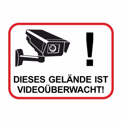 Gelnde Videoberwacht Wei Aufkleber - Ansicht 1