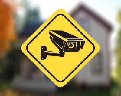 Videoberwacht Viereck Gelb Aufkleber