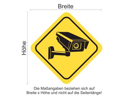 Hinweisschild Schild Sticker Aufkleber Videoüberwacht Viereck Gelb