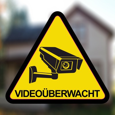 Videoberwacht Dreieck Gelb Aufkleber