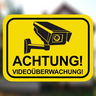 Achtung Videoberwacht Gelb Aufkleber