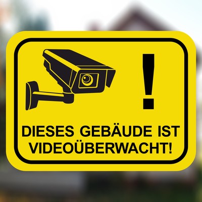 Gebude Videoberwacht Gelb Aufkleber