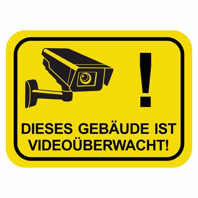 Gebude Videoberwacht Gelb Aufkleber