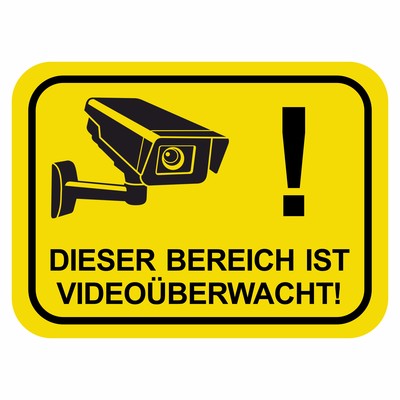 Bereich Videoberwacht Gelb Aufkleber